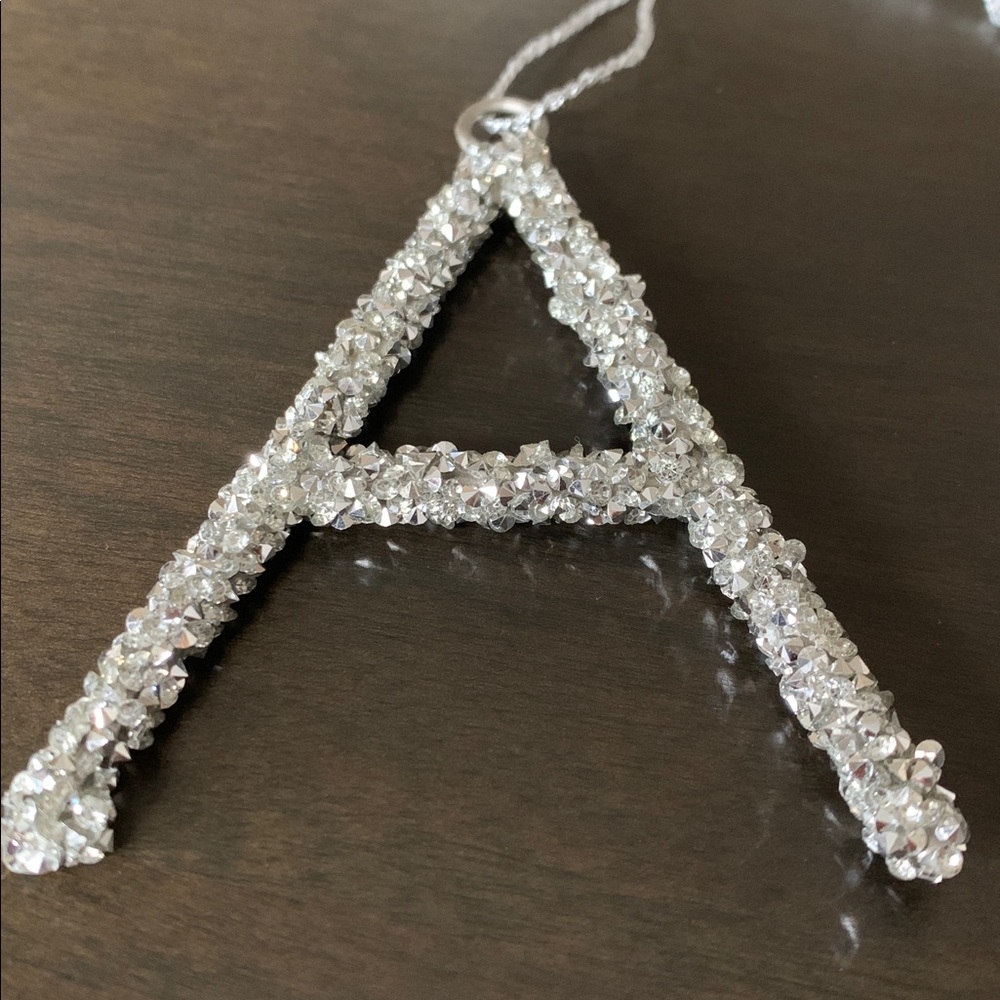 Sparkling Silver Letter A Ornament